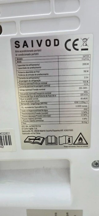 Aire Acondicionado Portátil Saivod Blanco