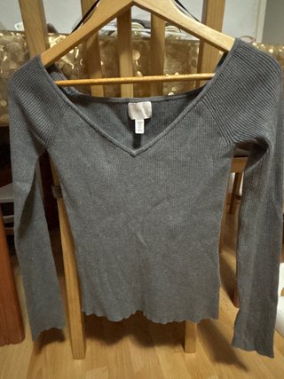 Blusa H&M Manga Larga Talla M Gris