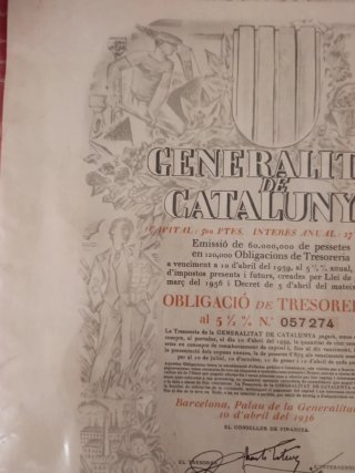 Acción Tesorería Generalitat Catalunya 1936