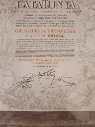Acción Tesorería Generalitat Catalunya 1936