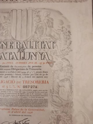 Acción Tesorería Generalitat Catalunya 1936