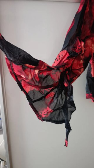 Blusa floral negra y roja + pantalón negro