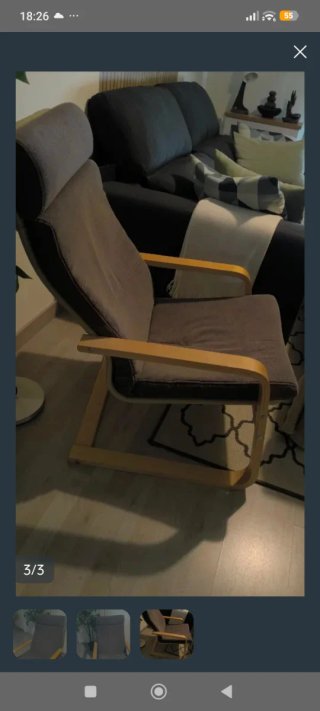 Sillón mecedora tela y madera