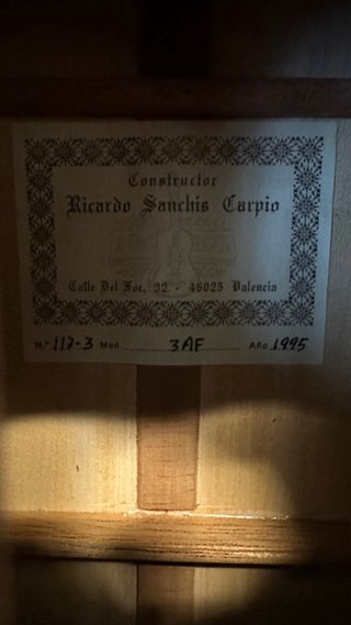 Guitarra Clásica Ricardo Sanchís Carpio 3F 1995
