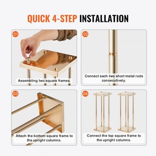 4PCS Soporte de Flor de Boda de Columna de Metal Dorado, 31.5 pulgadas/80 cm de Alto con Laminado de Metal, Soportes de Centro Geométrico para Jarrones, Estante de Exhibición Floral Cilíndrico par...
