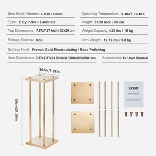 4PCS Soporte de Flor de Boda de Columna de Metal Dorado, 31.5 pulgadas/80 cm de Alto con Laminado de Metal, Soportes de Centro Geométrico para Jarrones, Estante de Exhibición Floral Cilíndrico par...