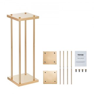 4PCS Soporte de Flor de Boda de Columna de Metal Dorado, 31.5 pulgadas/80 cm de Alto con Laminado de Metal, Soportes de Centro Geométrico para Jarrones, Estante de Exhibición Floral Cilíndrico par...