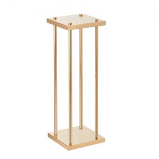 4PCS Soporte de Flor de Boda de Columna de Metal Dorado, 31.5 pulgadas/80 cm de Alto con Laminado de Metal, Soportes de Centro Geométrico para Jarrones, Estante de Exhibición Floral Cilíndrico par...