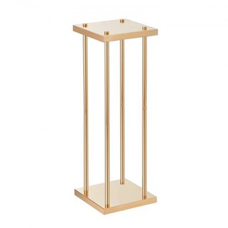 4PCS Soporte de Flor de Boda de Columna de Metal Dorado, 31.5 pulgadas/80 cm de Alto con Laminado de Metal, Soportes de Centro Geométrico para Jarrones, Estante de Exhibición Floral Cilíndrico par...