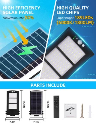 Lámpara Solar LED Exterior con Mando