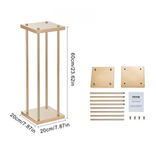 4PCS Soporte de Flor de Boda de Columna de Metal Dorado, 23.6 pulgadas / 60 cm de Alto con Laminado de Metal, Soportes de Centro Geométrico para Jarrones, Estante de Exhibición Floral Cilíndrico p...