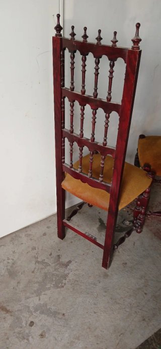 2 Sillas Antiguas Madera Tapizado Amarillo