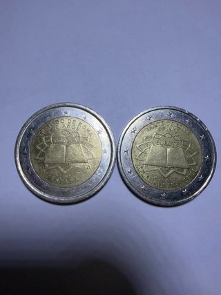 Lote 2 monedas 2€ Tratado Roma 50 Aniversario