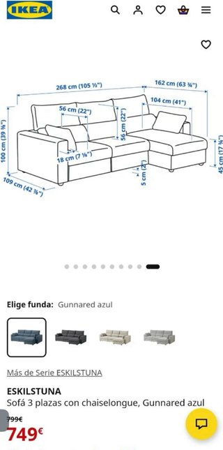 Sofá cama modular gris Ikea Ekilstuna