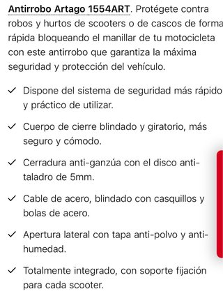 Antirrobo Artago para Piaggio MP3