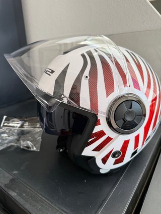 Casco Jet LS2 Blanco/Rojo/Negro Talla L/M