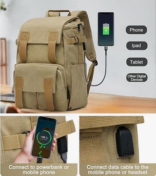 Mochila Portátil Grande 15,6 Beige