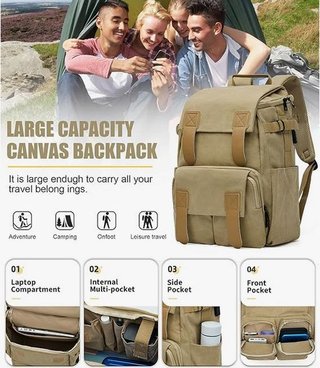 Mochila Portátil Grande 15,6 Beige