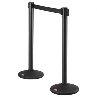 Barras de Control de Multitudes, Paquete de 6 Barreras de Control de Multitudes con 3 Cintas Retráctiles Negras de 6.5FT, Poste de Cola de Plástico, Conjunto de Barreras de Cinta Divisoria para Ae...