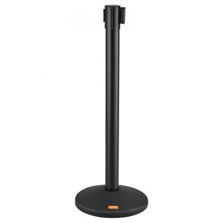 Barras de Control de Multitudes, Paquete de 6 Barreras de Control de Multitudes con 3 Cintas Retráctiles Negras de 6.5FT, Poste de Cola de Plástico, Conjunto de Barreras de Cinta Divisoria para Ae...