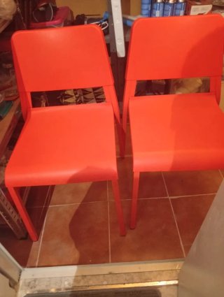 Juego de 2 sillas de cocina rojas