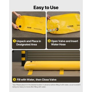 Barrera de Inundación, 3.66 m de Largo x 51 cm de Alto Alternativa a Sacos de Arena, Barrera de Agua para Inundaciones con Gran Efecto Impermeable, Tubos de Desviación de Agua de PVC Reutilizables...