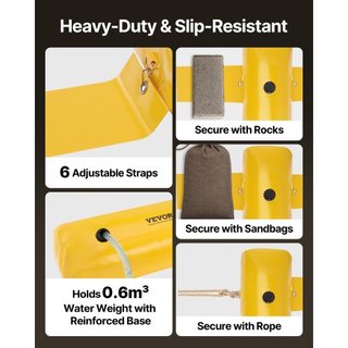 Barrera de Inundación, 3.66 m de Largo x 51 cm de Alto Alternativa a Sacos de Arena, Barrera de Agua para Inundaciones con Gran Efecto Impermeable, Tubos de Desviación de Agua de PVC Reutilizables...