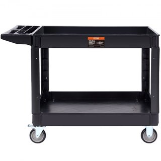 Carro de Servicio Utilitario, Carro Rodante de Plástico Pesado de 2 Estantes de 249.5 kg con Ruedas Giratorias de 360° (2 con Frenos), Estante Grande con Bordes, Mango de Almacenamiento Ergonómico...