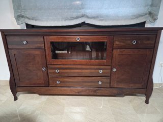 Aparador de madera con cristal SOLO CEUTA RECOGER