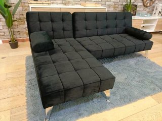 Sofá Cama Chaise Longue Negro 198cm