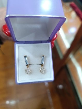 Pendientes Oro 18k Agua Marina
