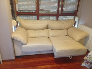 Sofá de piel beige 2 plazas