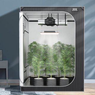 Tienda de Cultivo 5x5, 1828.8 x 1828.8 x 2438.4 cm, Tienda de Cultivo Hidropónica de Mylar 2000D de Alta Reflectividad con Ventana de Observación, Bolsa de Herramientas y Bandeja de Suelo para el ...
