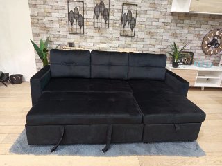 Sofá Cama Chaise Longue Negro