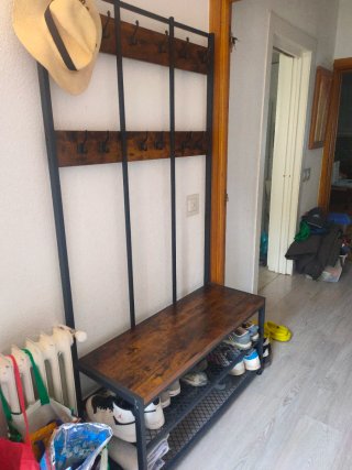 Perchero Metálico y Madera con Zapatero