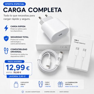 Cargador USB-C 20W y Cable USB-C