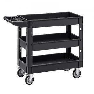 Carro de Servicio Utilitario, Capacidad de Carga de 550 LBS, Carro Utilitario Rodante de Plástico Pesado de 3 Estantes con Ruedas Giratorias de 360° (2 con Frenos), Mango de Almacenamiento Ergonóm...