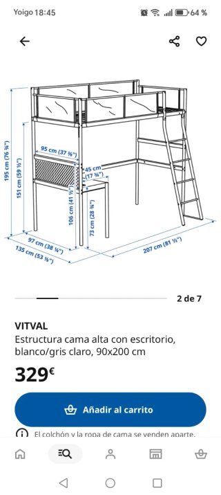 Litera Ikea con escritorio