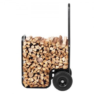 Carro de Leña, Capacidad de 113.4 kg, Mover de Almacenamiento de Estante de Madera para Interiores y Exteriores con Ruedas de PU y Tela Impermeable, Carretilla de Acero de Alta Resistencia, Transp...