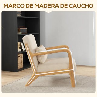 Butaca Nórdica Beige Tapizada Madera