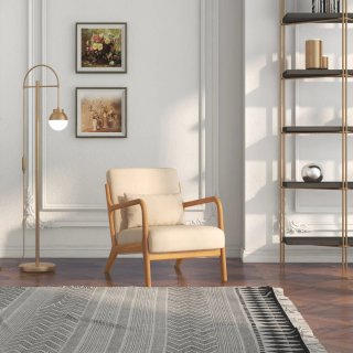 Butaca Nórdica Beige Tapizada Madera