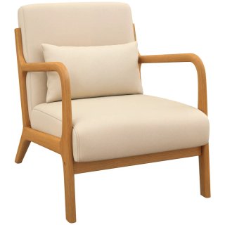 Butaca Nórdica Beige Tapizada Madera