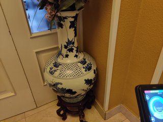 Jarrón porcelana asiático azul y blanco