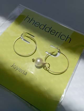 Pendientes Aro Oro Mate y Perla
