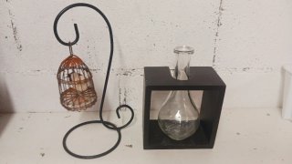 Lote Decoración: Jaula Pájaro y Florero