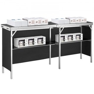 Mesa Podio Portátil para Feria, 1980 x 385 x 880 mm, Mostrador de Exhibición para Stand de Feria con Pared, Mesa de Bar de Promoción Plegable con Estante de Almacenamiento y Bolsa de Transporte