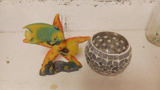 Decoración Pez Estrella y Portavelas Mosaico