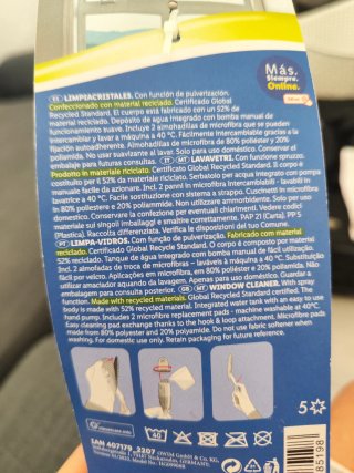 Limpiacristales con función de pulverización.