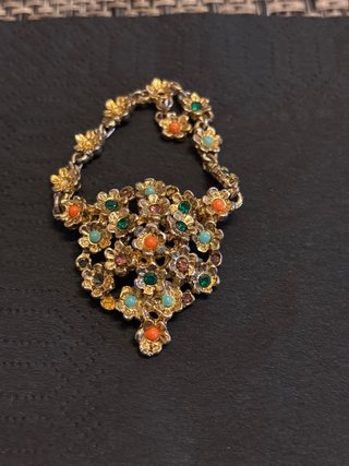 Broche doble cadena flores multicolor