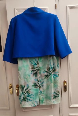 Vestido de fiesta azul y verde